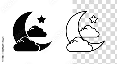 Moon cloud star night sleep symbol design