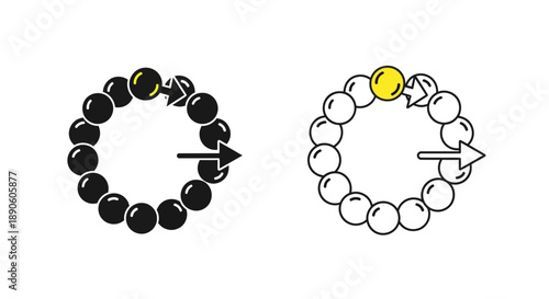 Black and white beaded bracelet design illustration