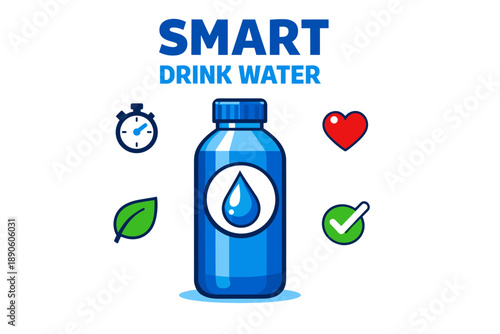 Stay hydrated: water bottle with motivational icons