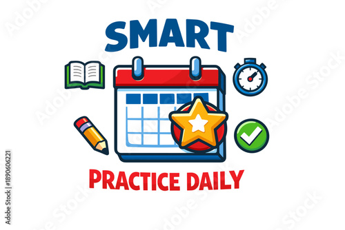 Daily practice motivation calendar with smart tips for success