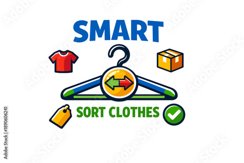 Smart sorting system for organized clothes with icons