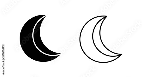 Minimalist crescent moon icons set