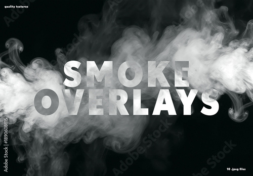 10 White Smoke Texture Overlay Isolated On Black Background