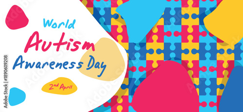 World Autism Awareness Day Abstract Colorful Banner