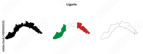 Foto Transparent Liguria outline map set