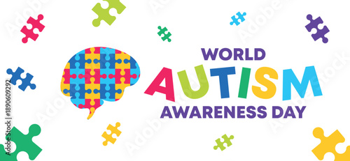 World Autism Awareness Day Bright Puzzle Pattern Banner