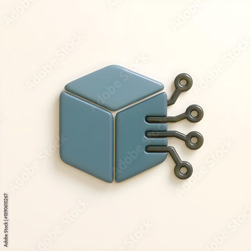 3D AI Data Cube Icon 