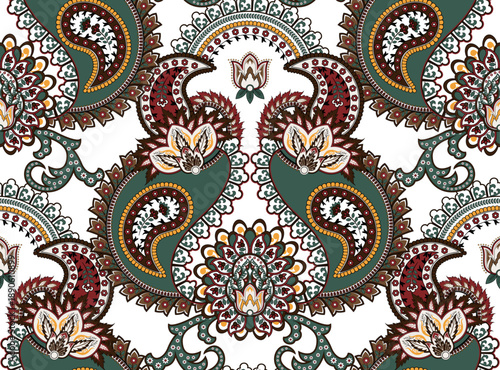 Hand draw paisley pattern. Seamless tribal pattern design