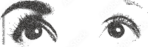 Eye retro y2k stipple design vision halftone brutalist urban vector png with clear background, iris 2000s photocopy grunge tattoo gen z effect