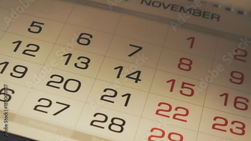 Time passing concept, numbers on calendar changing quickly