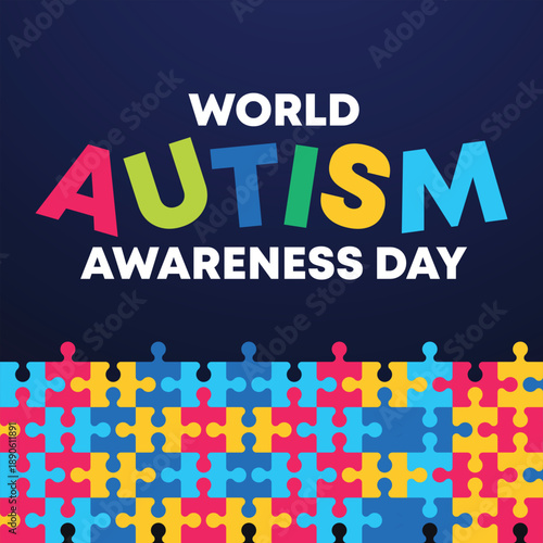 World Autism Awareness Day Colorful Puzzle Strip Banner