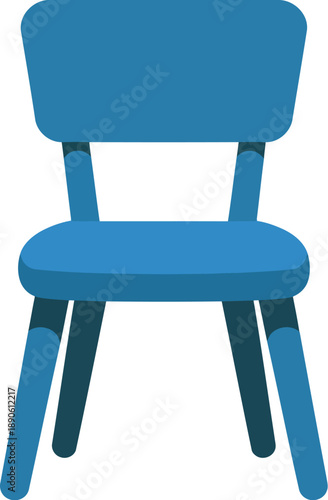 A simple blue chair with a backrest on a white background