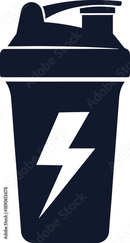Protein Shaker Bottle with Lightning Bolt Symbol Fitness Supplement.
