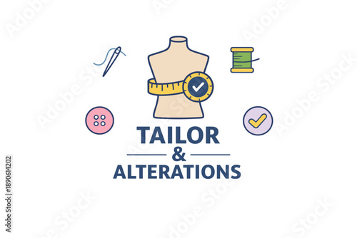 Tailor and alterations logo with sewing icons