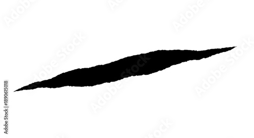 Torn paper edge silhouette on white surface viewed from directly above