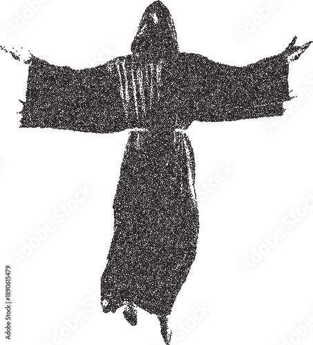 Ghost vintage y2k stipple art, spirit halftone stipple brutalist retro vector png with transparent background, specter 2000s aesthetic photocopy effect tattoo