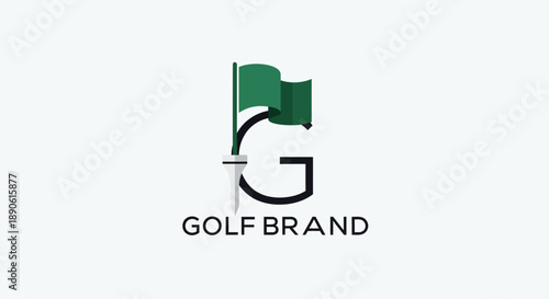 Golf Brand Logo Design with Green Flag and Letter G.