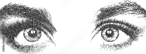 Eye vintage y2k stipple art, vision halftone stipple brutalist retro vector png with transparent background, iris 2000s aesthetic photocopy effect tattoo