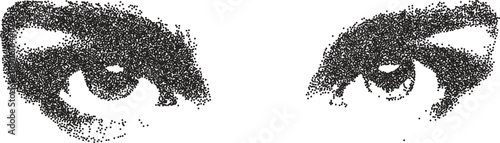 Eye vintage y2k stipple art, vision halftone stipple brutalist retro vector png with transparent background, iris 2000s aesthetic photocopy effect tattoo