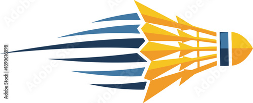 Flying badminton shuttlecock with motion blur effect.