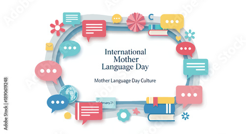 International Mother Language Day Greeting Card Design.