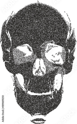 Skull y2k retro stipple art skeleton brutalist halftone vector png transparent, bone 2000s photocopy effect tattoo aesthetic