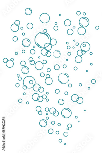 Fizzy Drink and blue Water Bubbles Line and Silhouette Icon Set. Soap, Sphere Foam, Clear Soda, Aquarium Drops Symbol Collection. Doodle style