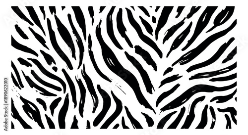 Abstract hand drawn illustration of a zebra print pattern depicting wild animal stripes for modern design