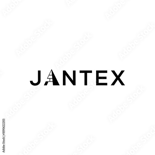 JANTEX Text Logo with Stylized Building Letter A on White Background
