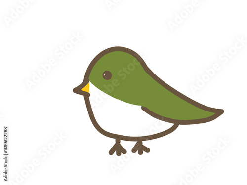 Cute Japanese White-eye Bird Character Illustration
