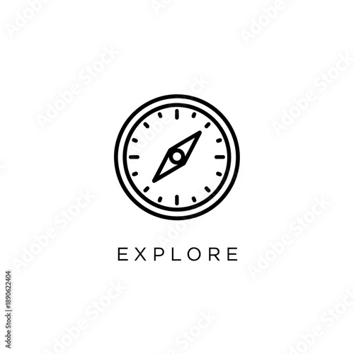 Compass icon with explore text