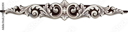 Foto Classic Rococo Scroll Ornament with Floral Carved Details