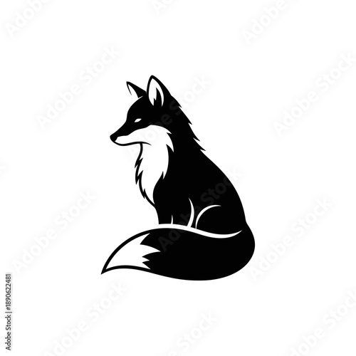 Black and white fox illustration