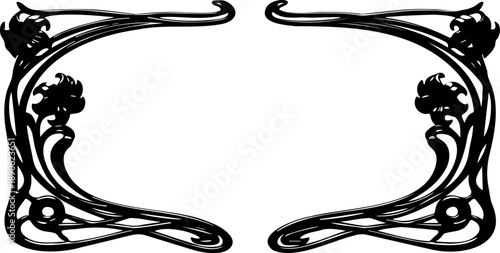 A beautiful black floral border design with swirling lines and ornate details