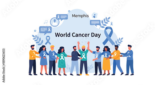 Diverse Group Supporting World Cancer Day.