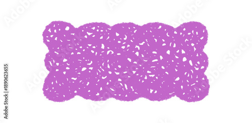 Groovy sketched scallop rectangle border with wavy frame and retro crayon look. Purple shading and chalk sketch style add graphic y2k character, ideal as a modern background or border element.