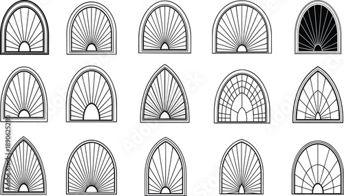 Gothic church window stained glass arched