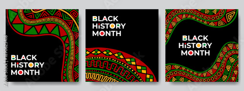 set of Abstract black history month backgrounds with patterns