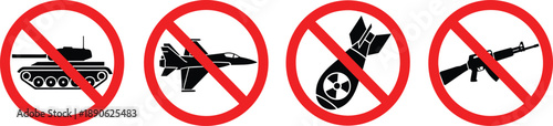 Prohibited military vehicles and symbols tank fighter jet