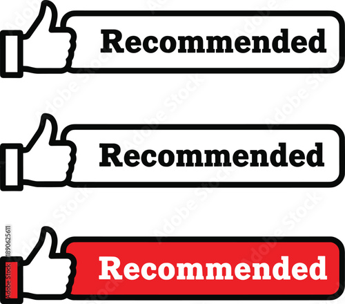 Three Recommended Thumbs Up approval likes social media