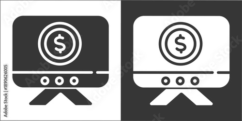 Digital Economy icon set white style collection	