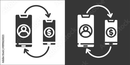 Money Transfer icon set white style collection	