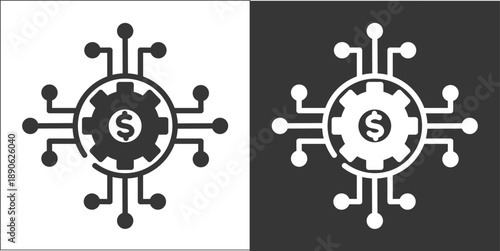  Digital Money icon set white style collection	