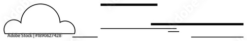 Cloud icon with parallel horizontal lines indicating wind flow and movement. Ideal for weather, speed, motion, energy, freshness, technology, and minimalism concepts. Simple flat metaphor