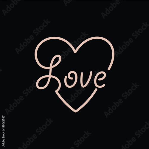 Typography text love logo design concept, heart love logo symbol vector icon