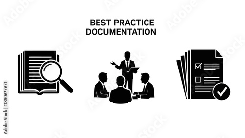 Best Practice Documentation Meeting, Business Collaboration, Conference Room, Graphic Illustration