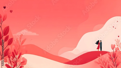 Love background, anniversary card background, Valentine's Day background, red landscape