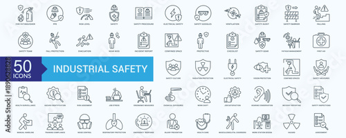 Industrial Safety Icon Pack Illustration Vector Line Style