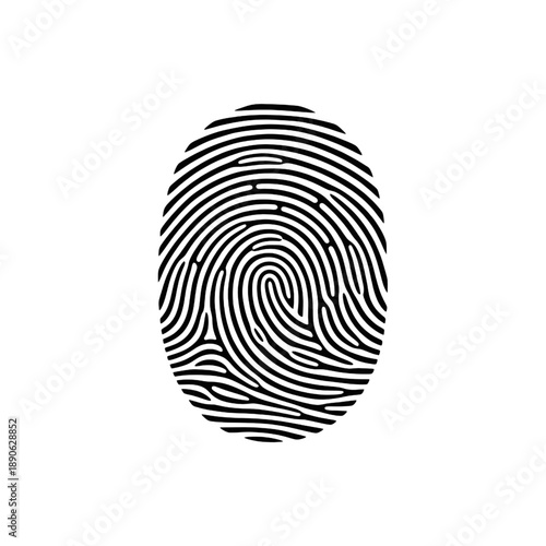 human fingerprint icon black line art biometric identification thumbprint for security