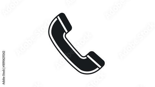 Black Telephone Handset Icon Vector Illustration, Minimalist Communication Symbol for Contact and Support Services, Isolated on White Background